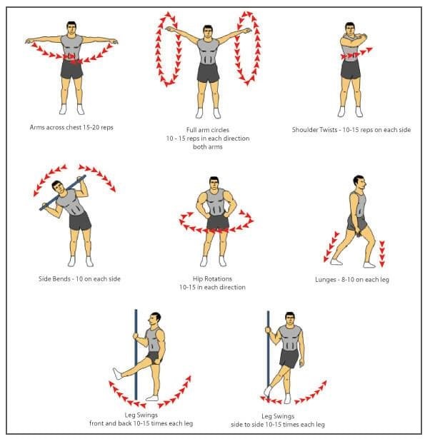 Dynamic stretching exercises to do before workout